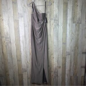 City Studio Size 1 Gray Sleeveless Asymmetrical Neckline Evening Sheath Dress